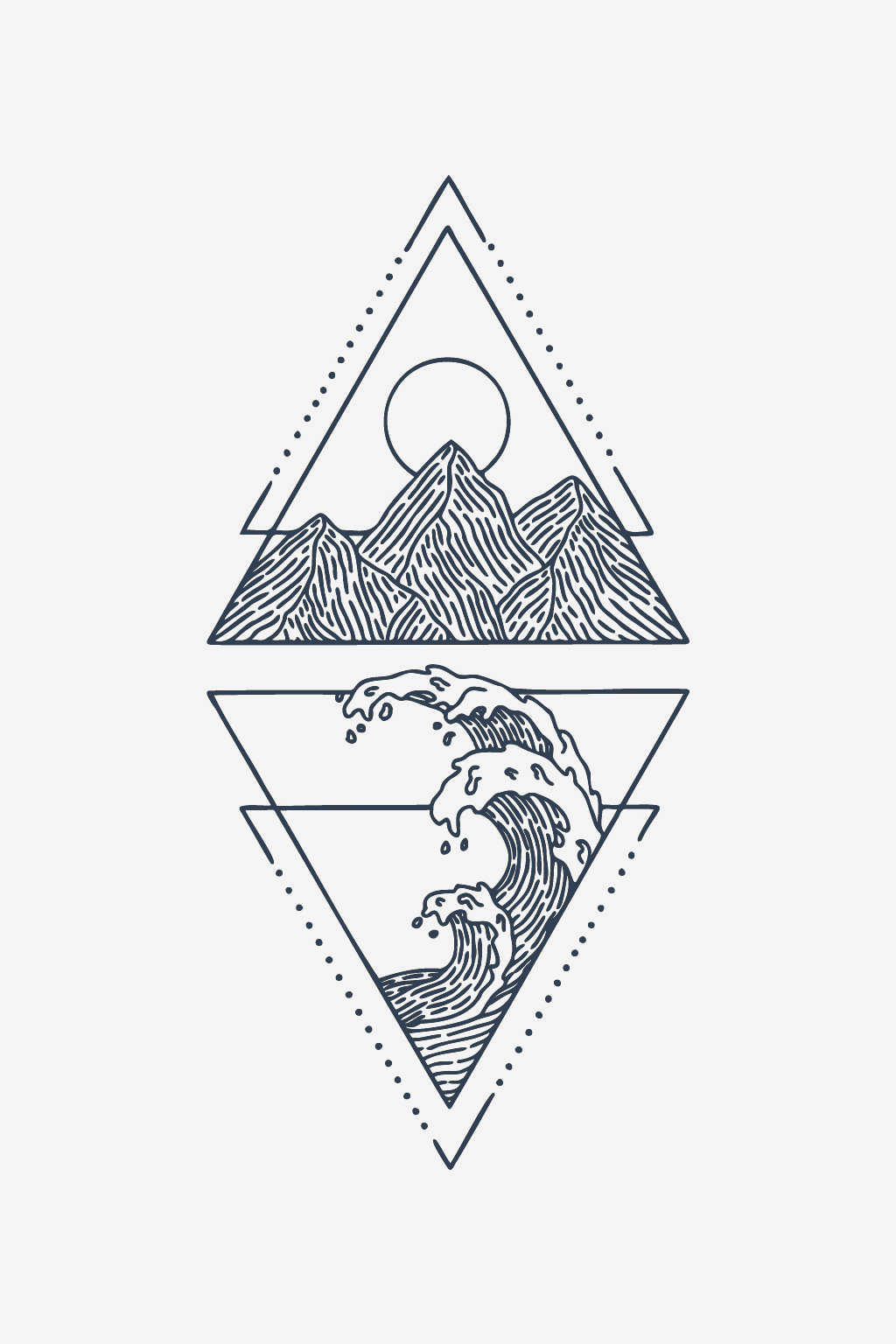 Montaña y ola