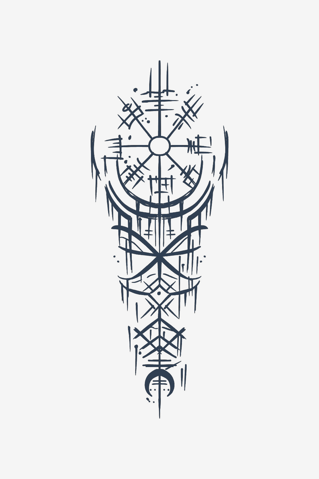 Tatuaj temporar Busolă Runică, model vertical abstract potrivit pentru interiorul brațului