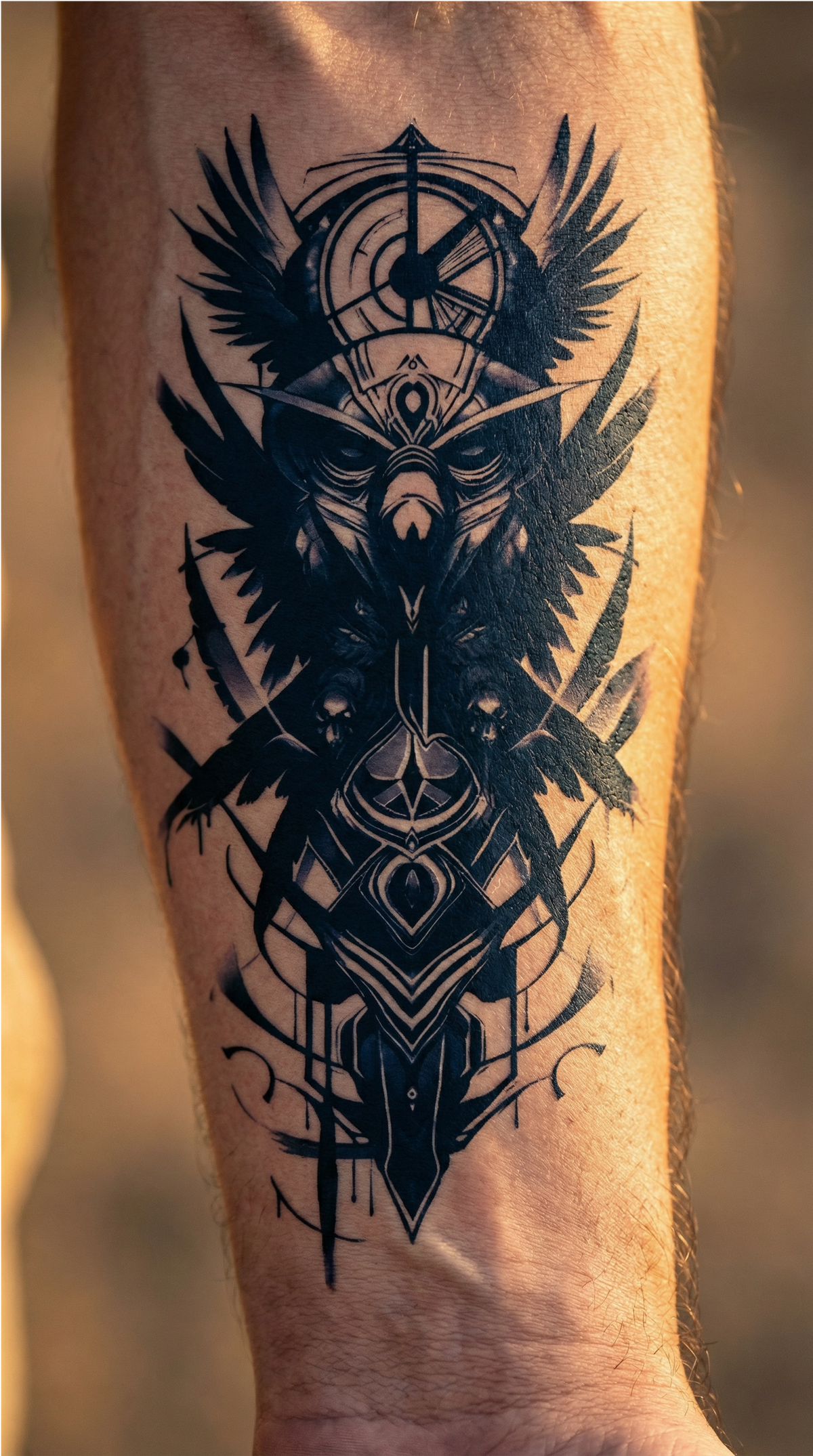 Design Totem, un model conturat, disponibil ca tatuaj temporar și semipermanent